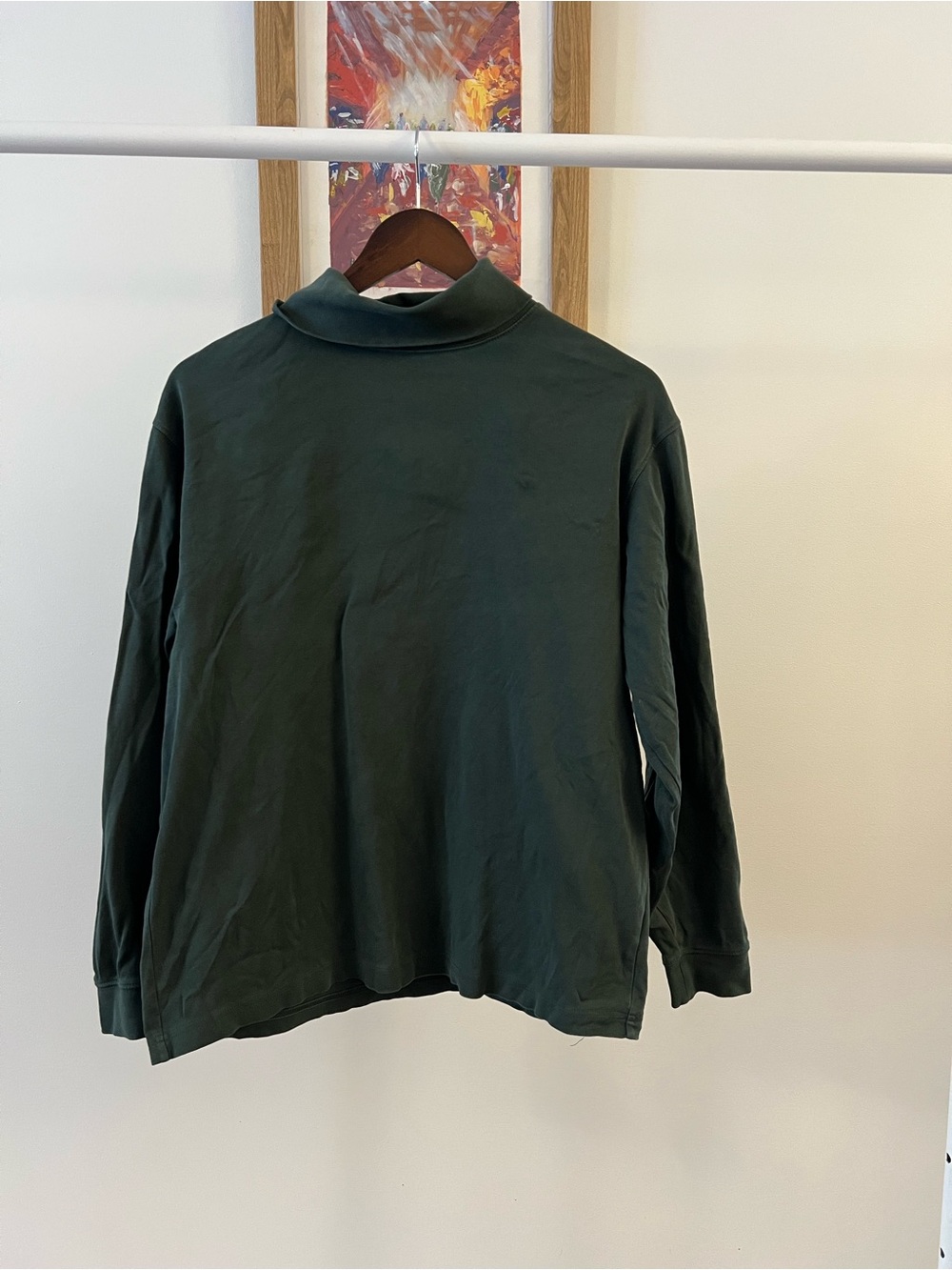 L.L. Bean Dark Green Long-Sleeve Mock Neck Top